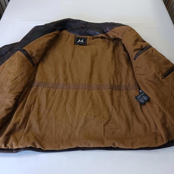 Vtg G-lll G3 Apparel M Brand Men's Leather Jacket Brown Sz 2XL Soft Y2K Hipster - Picture 11 of 16